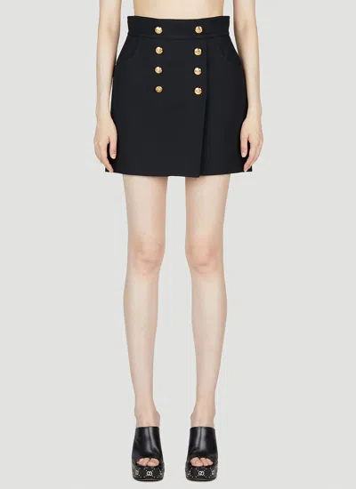 Gucci Button Front Mini Skirt In Black