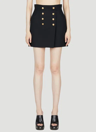 Gucci Button-up Crepe Skirt In Black