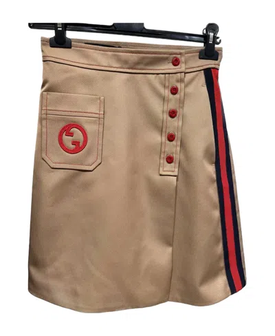 Gucci Button Front Pocket Skirt In Brown