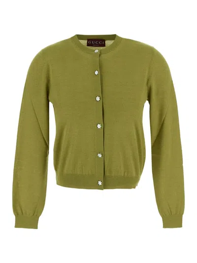 Gucci Button Knitwear In Green