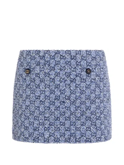 Gucci Button Patterned Mini Skirt In Blue