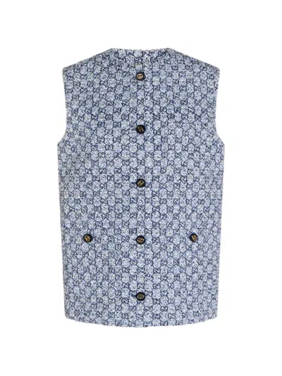 Gucci Button Patterned Waistcoat In Blue