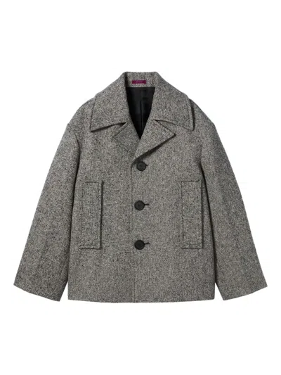 Gucci Button Single-breasted Caban Coat In Gray