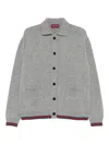 Gucci Women Cashmere And Wool Cardigan With Web In Gray