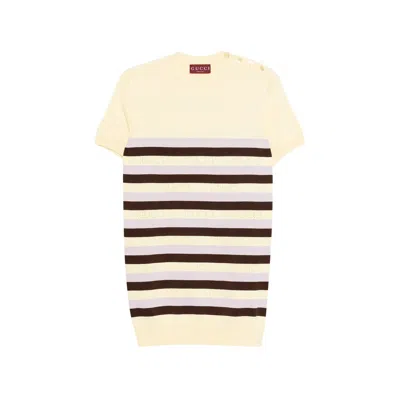 GUCCI BUTTON STRIPED T-SHIRT
