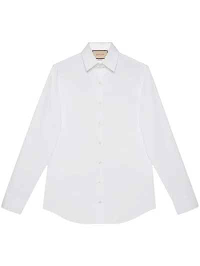 Gucci Stretch Cotton Poplin Shirt In White