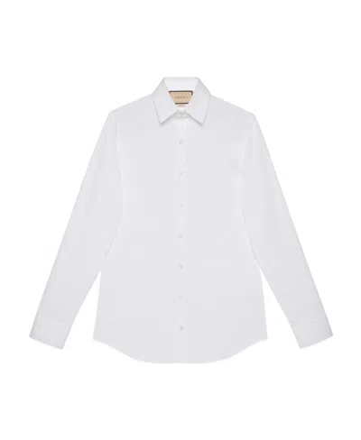 Gucci Button-up Cotton-blend Shirt In White