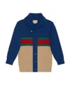 Gucci Button-up Ribbed Wool Cardigan In Blue