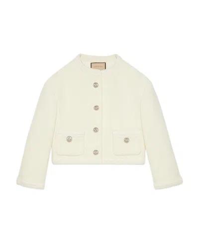 GUCCI GUCCI BUTTON-UP CROPPED TWEED BLAZER