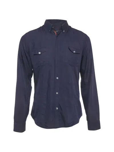 Pre-owned Gucci Button-down Flap-pocket Shirt In Blue