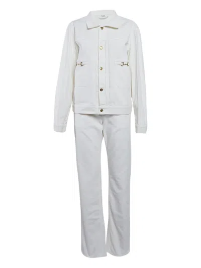 Pre-owned Gucci Buttoned Denim Set In White