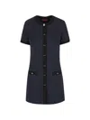 Gucci Buttoned Mini Dress In Blue