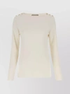 GUCCI BUTTONED RIBBED CASHMERE CREWNECK WITH LONG SLEEVES