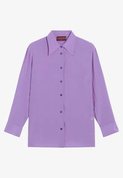Gucci Buttoned Silk Shirt In Purple
