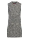 Gucci Textured Fabric Sleeveless Mini Dress With Buttons In Gray