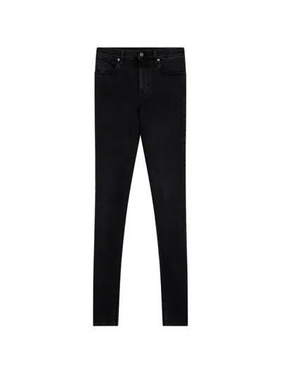 Gucci Stonewashed Cotton Denim Slim-leg Jeans With Italian Leather Brand Tag In Black