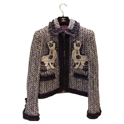 Pre-owned Gucci By Alessandro Michele Dog Embroidered Tweed 2-piece Jacket & Skirt Suit In Black