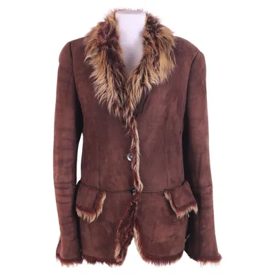 Pre-owned Gucci By Tom Ford 1998 Shearling Jacket Leather Fur In Brown