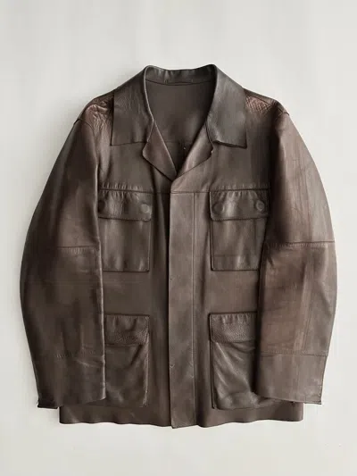 Pre-owned Gucci By Tom Ford Leather Safari Jacket In Brown