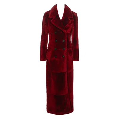 Pre-owned Gucci By Tom Ford Red Sheepskin Floor-length Double-breasted Coat, Fw 1996