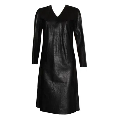 Pre-owned Gucci By Tom Ford S/s 2000 Crinkled Black Leather Dress Gown 38