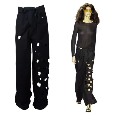 Pre-owned Gucci By Tom Ford S/s 2002 Black Heart Cutout Denim Oversized Jeans