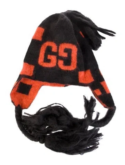 Pre-owned Gucci Byrna Black Knit Beanie In Multi