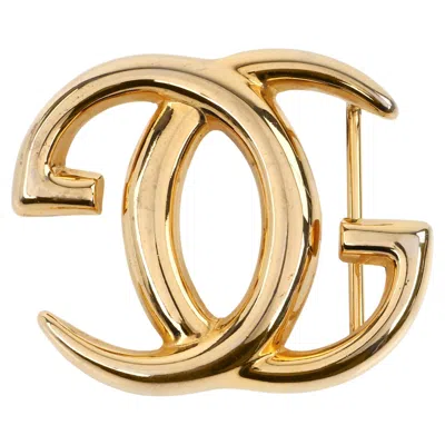 Pre-owned Gucci C.1970's Vtg Gold Toned Brass "gg" Removable Adjustable Logo Belt Buckle