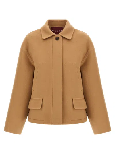 GUCCI CABAN COAT COATS AND TRENCH COATS BEIGE