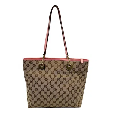 Gucci Cabas Beige Canvas Shoulder Bag ()