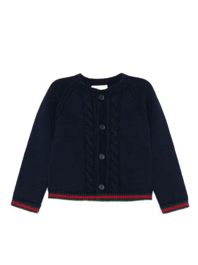 Gucci Babies' Cable-knit Cardigan In Blue