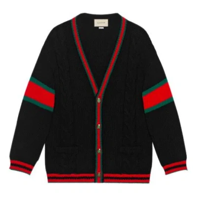 Gucci Cable Knit Oversize Cardigan 'black'
