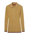 Gucci Fine Cable And Rib Wool Polo Top In Nude