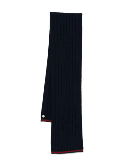 Gucci Cable-knit Wool Scarf In Blue