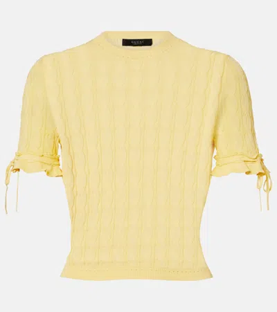 Gucci Cable-knit Sweater In Yellow