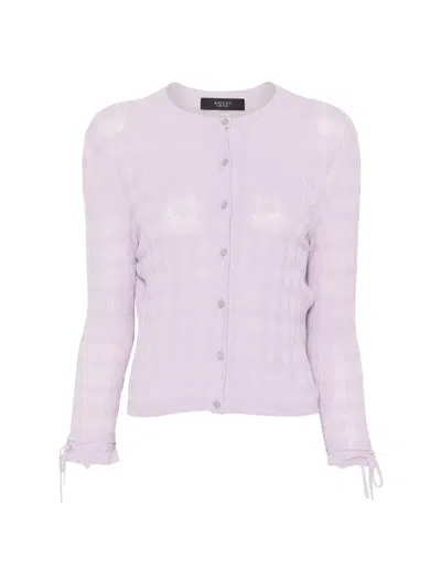 Gucci Cable-knit Tie-cuff Cardigan In Purple