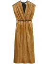 Gucci Cady Lame Midi Dress In Gold