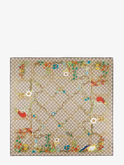 Gucci Cage Gg Silk Foulard In Neutral