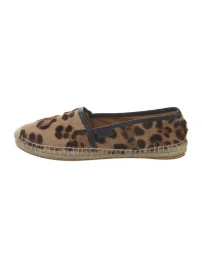 Pre-owned Gucci Calf Hair Animal Print Espadrilles In Brown