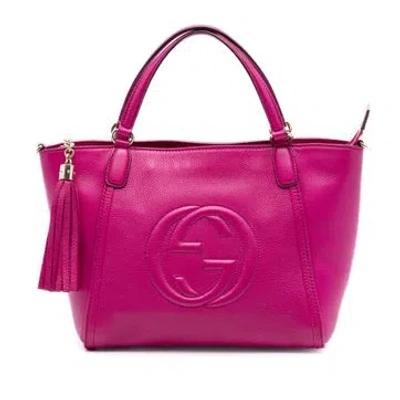 Pre-owned Gucci Calf Leather Small Calfskin Soho Cellarius Satchel In Pink