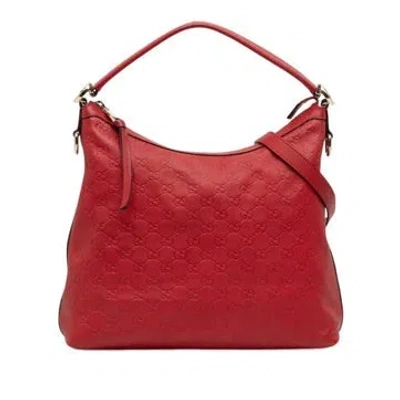 Pre-owned Gucci Calf Leather Small Ssima Miss Gg Hobo In Red