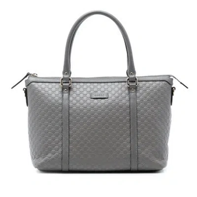 Pre-owned Gucci Calf Leather Small Microssima Joy Satchel In Gray