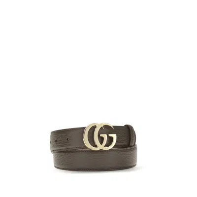 Gucci Calf Leather With Gg Logo Buckle Belt In Brown