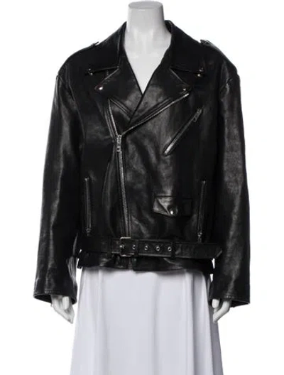 Pre-owned Gucci Calfskin Biker Jacket In Black