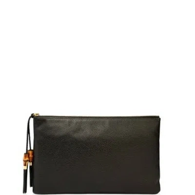 Pre-owned Gucci Calfskin Clutch In Black