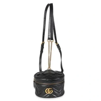 Pre-owned Gucci Calfskin Marmount Round Backpack In Black