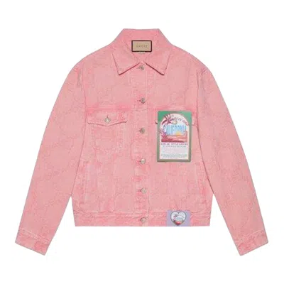 Pre-owned Gucci California Gg Supreme Pattern Denim Jacket 'pink' | Men's Size 38