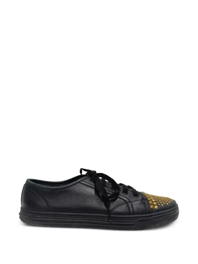 Pre-owned Gucci California Studded Sneakers In Black