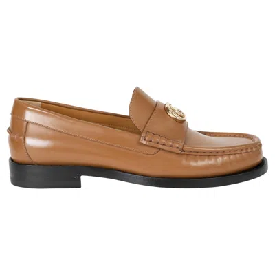 Pre-owned Gucci Camel Brown Leather 2024 Gg Marmont Loafers Flats Shoes 38.5