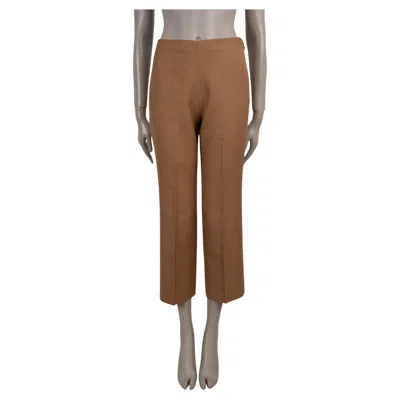 Pre-owned Gucci Camel Brown Viscose 2022 Cropped Tailored Pants 38 Xs